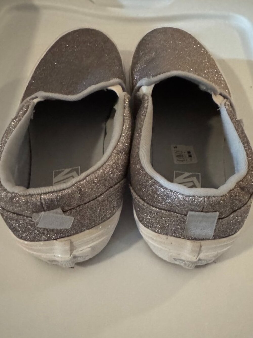 Vans Girls' Missy Silver Glitter Slip-On Sneakers – Size: Girls' 4, - Picture 6 of 8